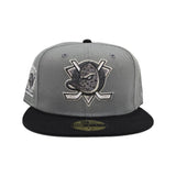 Storm Gray Anaheim Mighty Ducks Black Visor Green Bottom 1993-1994 Inaugural Season Side Patch New Era 59Fifty Fitted