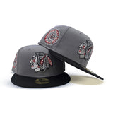 Stone Gray Chicago Blackhawks Black Visor Gray Bottom Chicago Stadium Side Patch New Era 59Fifty Fitted