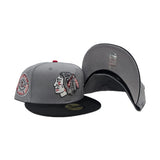 Stone Gray Chicago Blackhawks Black Visor Gray Bottom Chicago Stadium Side Patch New Era 59Fifty Fitted