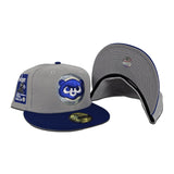 Gray Chicago Cubs Royal Blue Visor Gray Bottom Be Alert Foul Balls Side Patch New Era 59Fifty Fitted