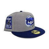 Gray Chicago Cubs Royal Blue Visor Gray Bottom Be Alert Foul Balls Side Patch New Era 59Fifty Fitted