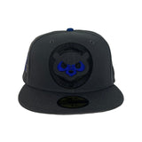 Dark Gray Chicago Cubs Gray Bottom Be Alert Foul Balls Side Patch New Era 59Fifty Fitted