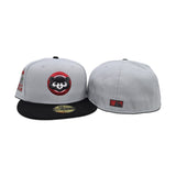 Light Gray Chicago Cubs Black Visor Green Bottom Be Alert Foul Balls Side Patch New Era 59Fifty Fitted