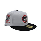 Light Gray Chicago Cubs Black Visor Green Bottom Be Alert Foul Balls Side Patch New Era 59Fifty Fitted