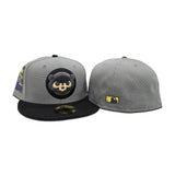 Gray Chicago Cubs Black Visor Green Bottom Be Alert Foul Balls Side Patch New Era 59Fifty Fitted