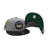 Gray Chicago Cubs Black Visor Green Bottom Be Alert Foul Balls Side Patch New Era 59Fifty Fitted