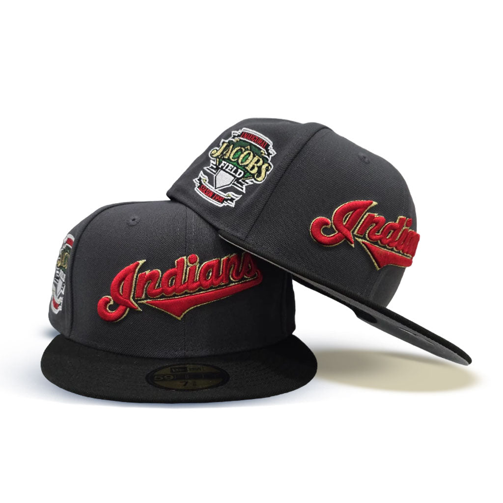 Dark Gray Cleveland Indians Black Visor Gray Bottom Inaugural Season 1994 Jacobs Field Side Patch 59fifty Fitted