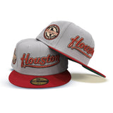 Gray Houston Astros Brick Red Visor Green Bottom Celebrating 45 Years Side Patch New Era 59Fifty Fitted