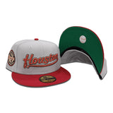 Gray Houston Astros Brick Red Visor Green Bottom Celebrating 45 Years Side Patch New Era 59Fifty Fitted