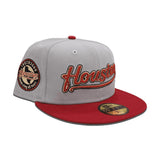 Gray Houston Astros Brick Red Visor Green Bottom Celebrating 45 Years Side Patch New Era 59Fifty Fitted