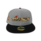 Gray Houston Astros Camo Logo Black Visor Brick Red Bottom 20th Anniversary Side Patch New Era 59Fifty Fitted