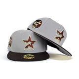 Gray Houston Astros Drip Logo Brown Visor Gray Bottom 2005 World Series Side Patch New Era 59Fifty Fitted