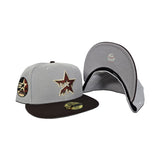 Gray Houston Astros Drip Logo Brown Visor Gray Bottom 2005 World Series Side Patch New Era 59Fifty Fitted