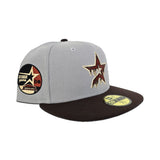 Gray Houston Astros Drip Logo Brown Visor Gray Bottom 2005 World Series Side Patch New Era 59Fifty Fitted