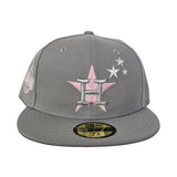 Gray Houston Astros Three Stars Pink Bottom 2005 World Series Side Patch New Era 59Fifty Fitted