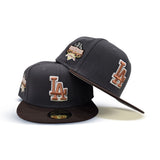 Dark Gray Los Angeles Dodgers Brown Visor Gray Bottom 40th Anniversary Side Patch New Era 59Fifty Fitted