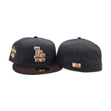 Dark Gray Los Angeles Dodgers Brown Visor Gray Bottom 40th Anniversary Side Patch New Era 59Fifty Fitted