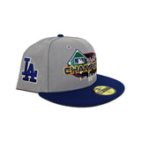 Gray Los Angeles Dodgers 1988 World Series Champions Royal Blue Visor Gray Bottom Team Logo Side Patch New Era 59Fifty Fitted