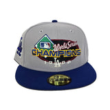 Gray Los Angeles Dodgers 1988 World Series Champions Royal Blue Visor Gray Bottom Team Logo Side Patch New Era 59Fifty Fitted