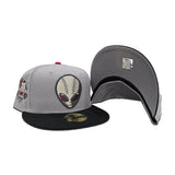 Gray Las Vegas Area 51s Black Visor Gray Bottom 35 Seasons Side Patch New Era 59Fifty Fitted