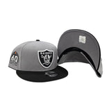 Gray Las Vegas Raiders Black Visor Gray Bottom 60th Anniversary New Era 9Fifty Snapback