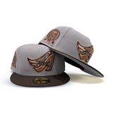 Light Gray Los Angeles Angels Brown Visor Gray Bottom 50th Anniversary Side Patch New Era 59Fifty Fitted