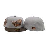 Light Gray Los Angeles Angels Brown Visor Gray Bottom 50th Anniversary Side Patch New Era 59Fifty Fitted