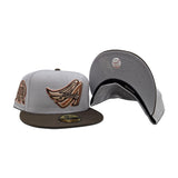 Light Gray Los Angeles Angels Brown Visor Gray Bottom 50th Anniversary Side Patch New Era 59Fifty Fitted