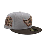 Light Gray Los Angeles Angels Brown Visor Gray Bottom 50th Anniversary Side Patch New Era 59Fifty Fitted