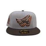 Light Gray Los Angeles Angels Brown Visor Gray Bottom 50th Anniversary Side Patch New Era 59Fifty Fitted