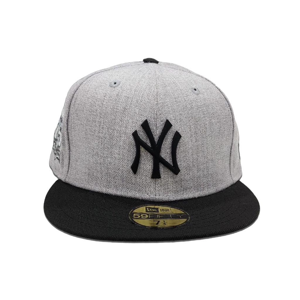Heather Gray New York Yankees Black Visor Black Metal Badge Gray Bottom 27th Anniversary Side Patch New Era 59Fifty Fitted