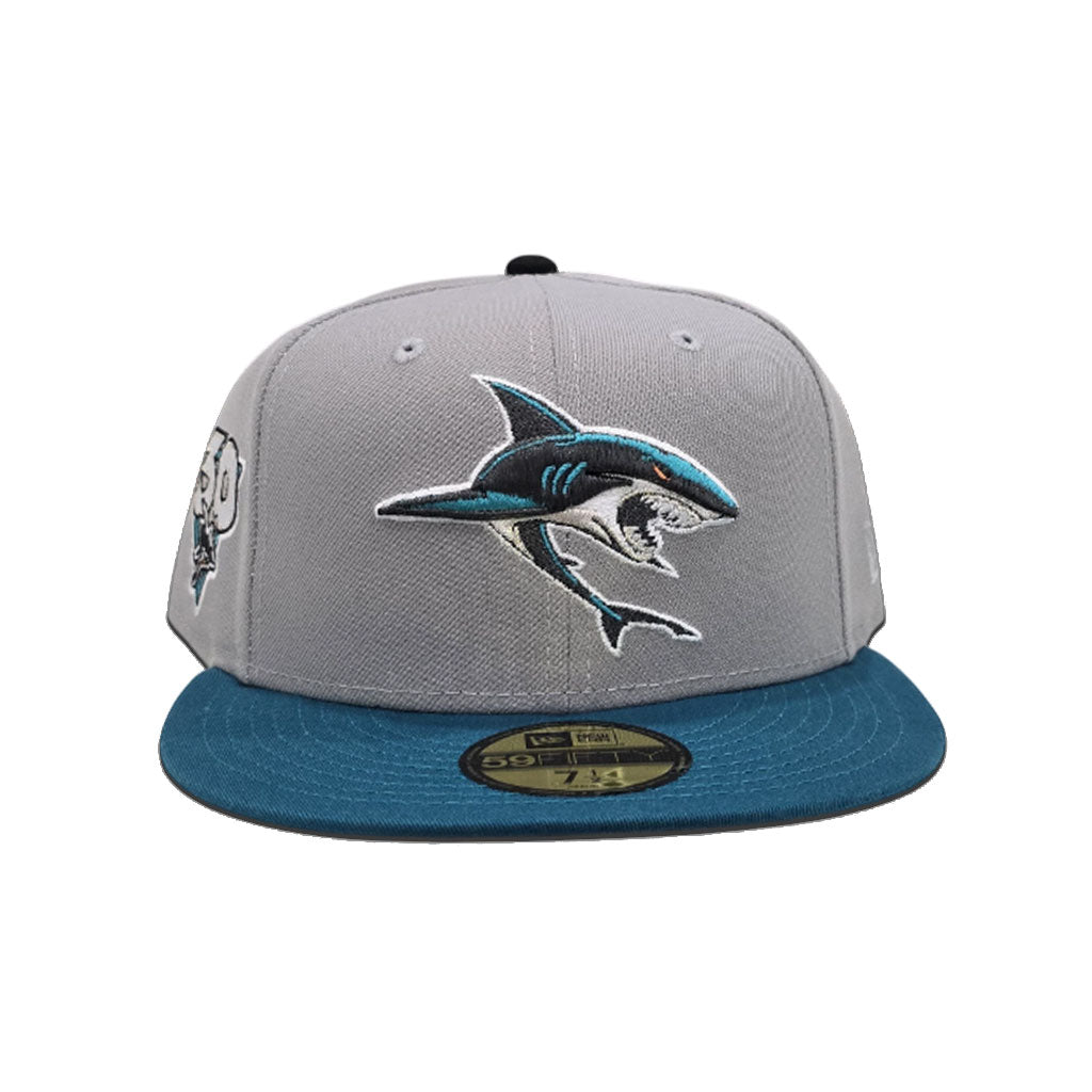 Gray San Jose Sharks Teal Visor Gray Bottom 30th Anniversary Side