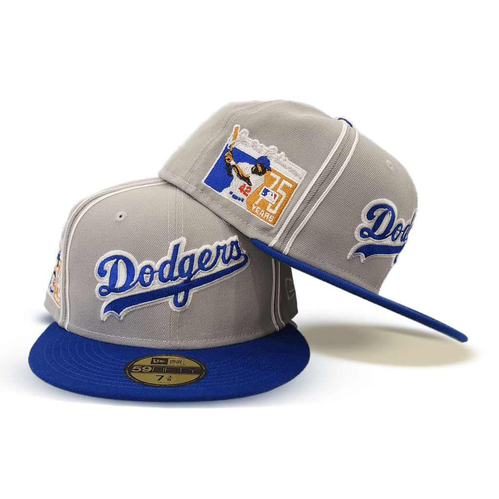Black Brooklyn Dodger Dark Green Visor Red Bottom Jackie Robinson 75th Years Side Patch New Era 59FIFTY Fitted 73/8