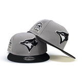 Light Gray Toronto Blue Jays Black Visor Gray Bottom 40th Season Side Patch 9Fifty New Era Snapback