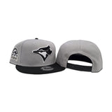 Light Gray Toronto Blue Jays Black Visor Gray Bottom 40th Season Side Patch 9Fifty New Era Snapback