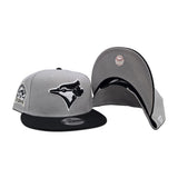 Light Gray Toronto Blue Jays Black Visor Gray Bottom 40th Season Side Patch 9Fifty New Era Snapback