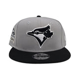 Light Gray Toronto Blue Jays Black Visor Gray Bottom 40th Season Side Patch 9Fifty New Era Snapback
