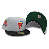 Gray Philadelphia Phillies Black Visor Green Bottom 1996 All Star Game Side Patch New Era 59Fifty Fitted