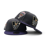Dark Gray Upside Down Arizona Diamondbacks Dark Purple Visor Gray Bottom 1998 Inaugural Season New Era 59Fifty Fitted