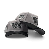 Gray New York Yankees Butterfly Logo Black Curved Brim Gray Bottom 2003 World Series Side Patch New Era 9Forty Snapback