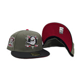 Olive Green Anaheim Mighty Ducks Black Visor Gray Bottom 30th Anniversary Side Patch New Era 59Fifty Fitted