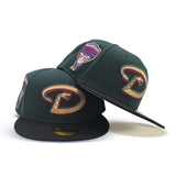 Dark Green Arizona Diamondbacks Black Visor Gray Bottom 1998 Inaugural Season Side Patch New Era 59Fifty Fitted