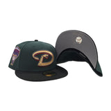 Dark Green Arizona Diamondbacks Black Visor Gray Bottom 1998 Inaugural Season Side Patch New Era 59Fifty Fitted