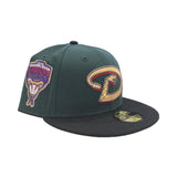 Dark Green Arizona Diamondbacks Black Visor Gray Bottom 1998 Inaugural Season Side Patch New Era 59Fifty Fitted