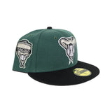 Emerald Green Arizona Diamondbacks Black Visor Gray Bottom 1998 Inaugural Season Side Patch New Era 59Fifty Fitted