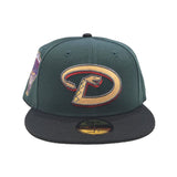 Dark Green Arizona Diamondbacks Black Visor Gray Bottom 1998 Inaugural Season Side Patch New Era 59Fifty Fitted