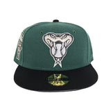 Emerald Green Arizona Diamondbacks Black Visor Gray Bottom 1998 Inaugural Season Side Patch New Era 59Fifty Fitted