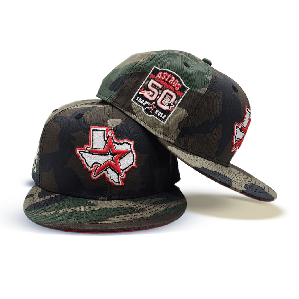 Green Camo Houston Astros Red Bottom 50th Anniversary Side Patch New Era 9FIFTY Snapback