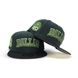 Green Dallas Texas Stars Black Visor Gray Bottom 20th Anniversary Side Patch New Era 59Fifty Fitted