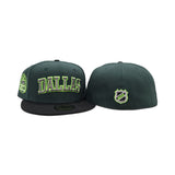 Green Dallas Texas Stars Black Visor Gray Bottom 20th Anniversary Side Patch New Era 59Fifty Fitted